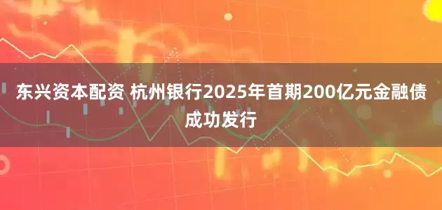 东兴资本配资 杭州银行2025年首期200亿元金融债成功发行